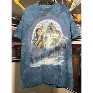 Vintage 90s The Mountain Indigenous Wolf Spirit Tee